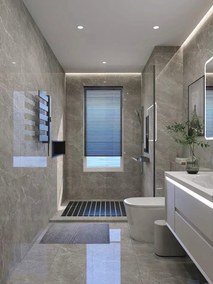 Contemporary Stone-Tile Bathroom Transformation